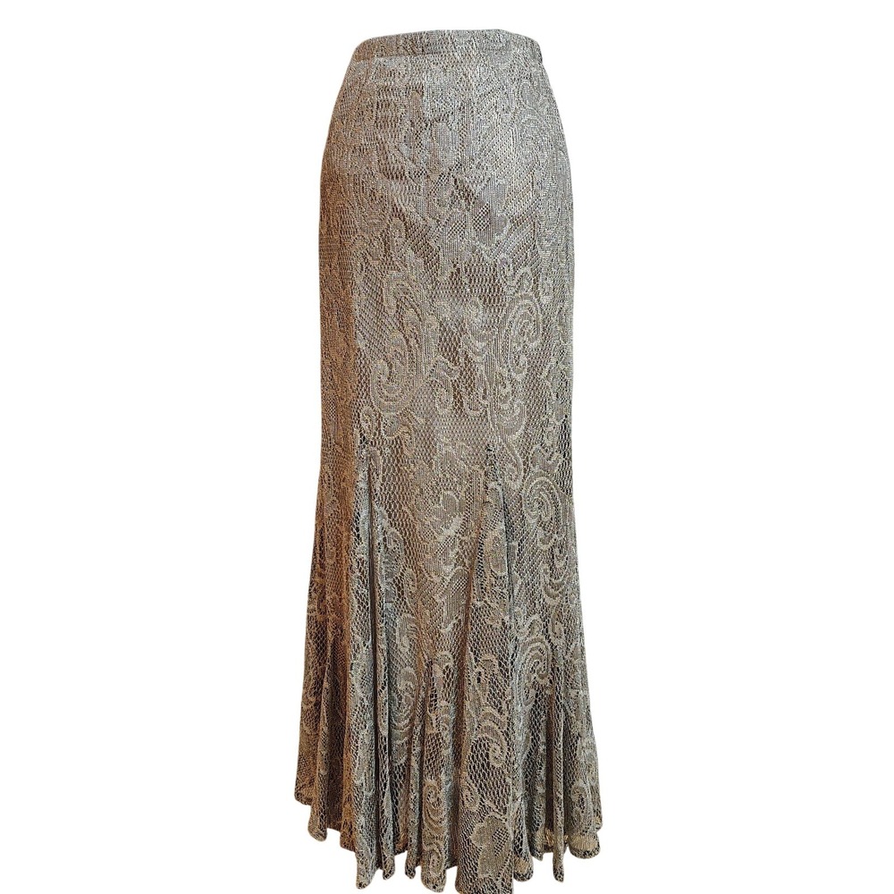 Xscape Mermaid Maxi Skirt Gold Silver Metallic Formal Evening Gala Womens 6
